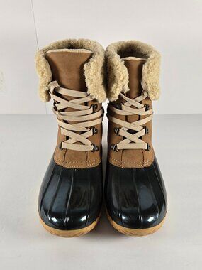 Dolce Vita Ulito Sherpa Lined Chunky Waterproof Rain Boots Brown/Black Size 10